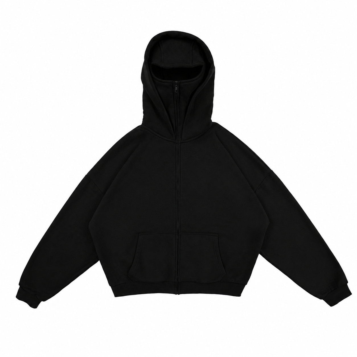 BLACK BALACLAVA ZIP HOODIE